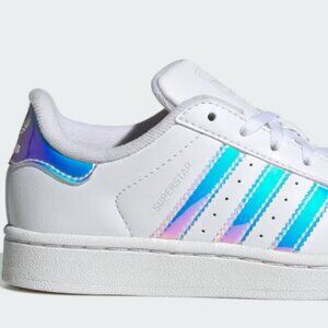 Adidas Superstar Shell Toe Sneakers – White w/ Iridescent Details (US 4.5)